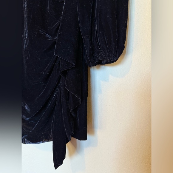 RHODE Womens Zadie Velvet Cut Out Puff Sleeve Mini Dress Black NWT Size 6 - Picture 7 of 12